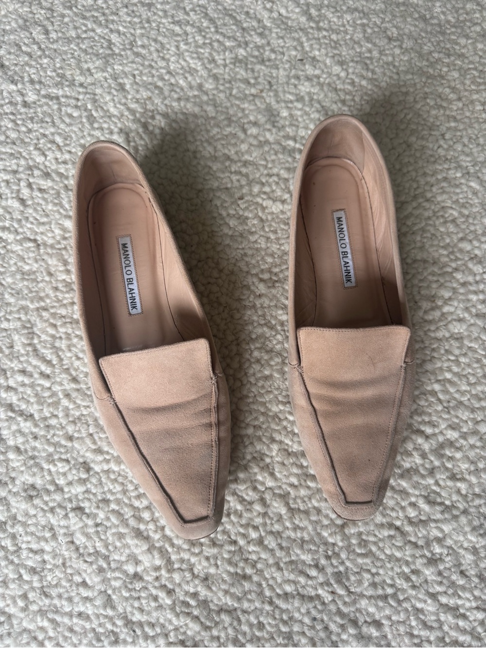 Manolo Blahnik Blush Suede Loafers